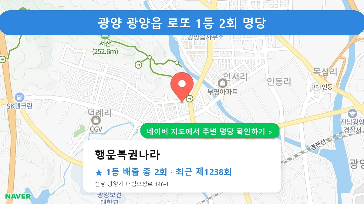 광양 행운복권나라 로또 1등 2회 명당 | 위치·당첨 이력 (전남 광양시 광양읍)