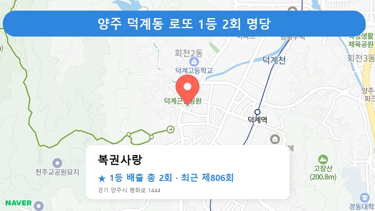 양주 복권사랑 로또 1등 2회 명당 | 위치·당첨 이력 (경기 양주시 덕계동)