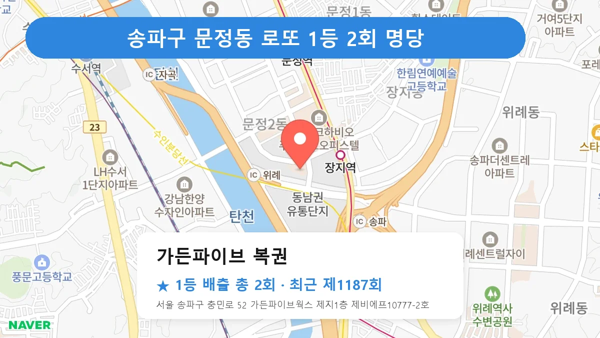 송파구 로또 명당 가든파이브 복권 위치