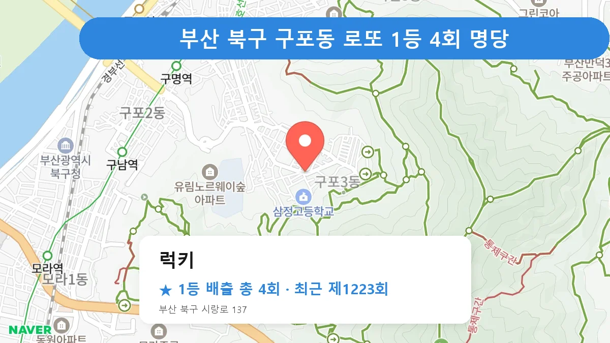 부산 북구 럭키 로또 1등 4회 명당 | 위치·당첨 이력 (부산 북구 구포동)