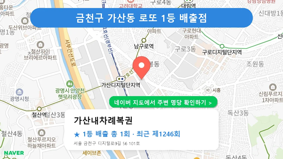 제1246회 금천구 가산동 로또 명당 가산내차례복권 위치
