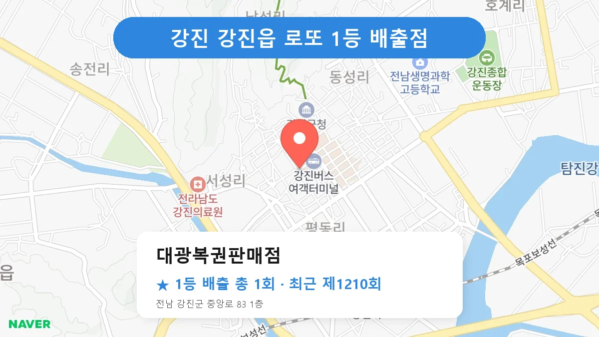 강진 로또 명당 대광복권판매점 위치