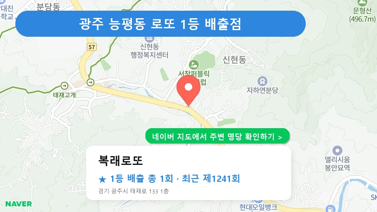 제1241회 광주시 능평동 로또 명당 복래로또 위치