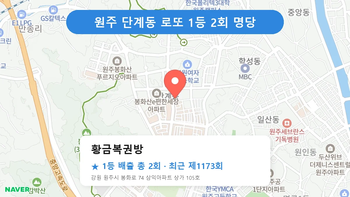 원주 로또 명당 황금복권방 위치