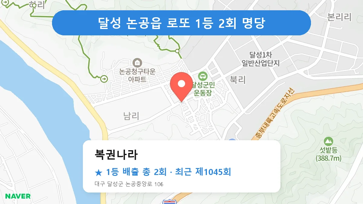 달성 복권나라 로또 1등 2회 명당 | 위치·당첨 이력 (대구 달성군 논공읍)
