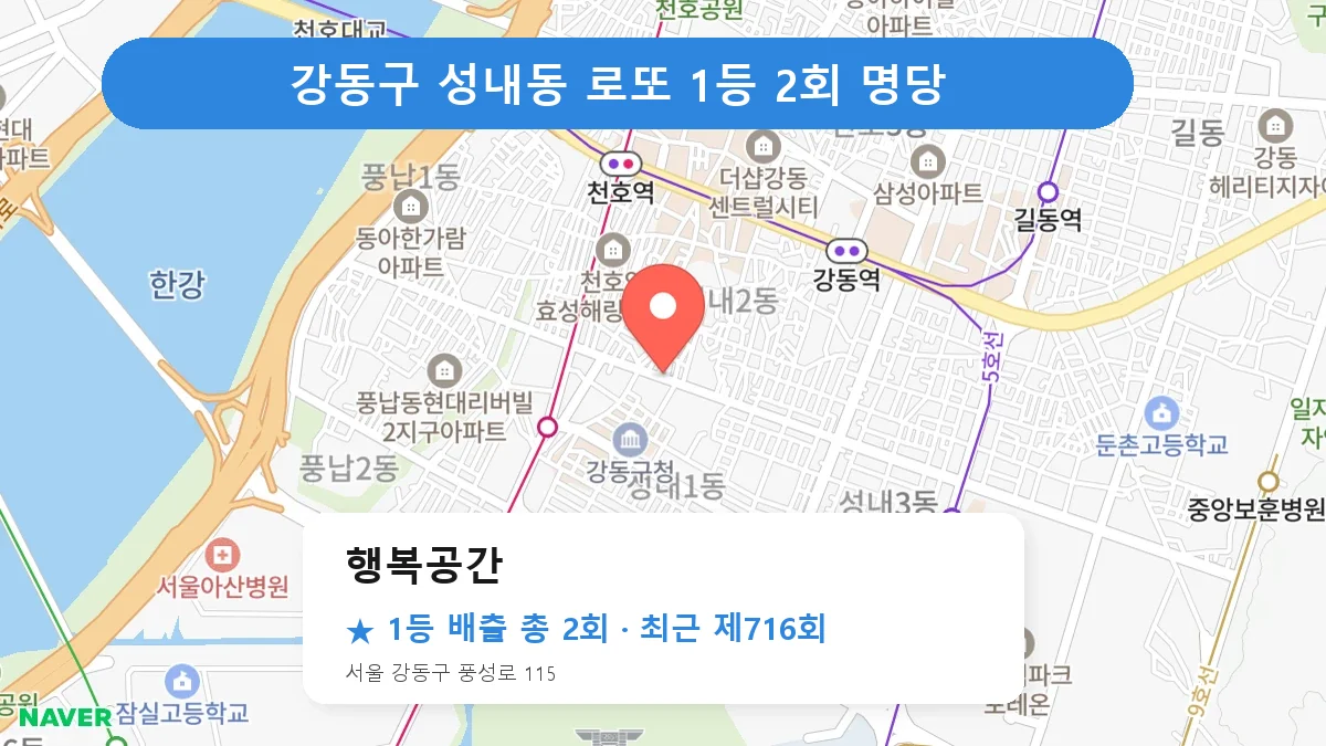 강동구 행복공간 로또 1등 2회 명당 | 위치·당첨 이력 (서울 강동구 성내동)