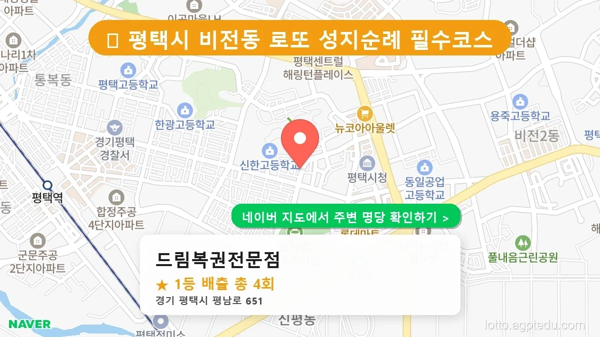 제1233회 평택시 비전동 로또 명당 드림복권전문점 위치 및 상세정보