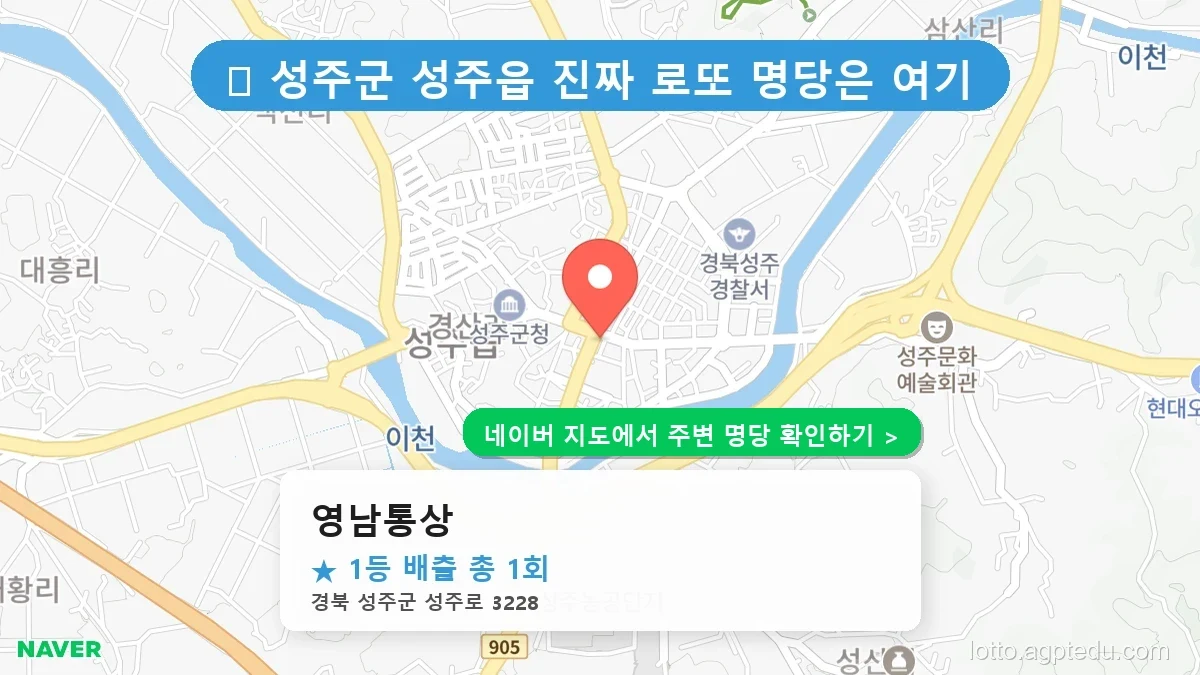 2026 경북 성주군 로또 명당 BEST 3! 1등 배출점 어디일까?