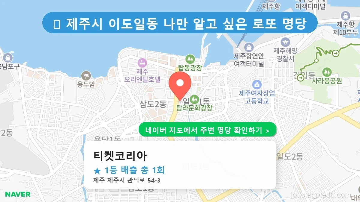 제주 제주시 이도일동 로또 명당 티켓코리아 1등 당첨 배출점 전경