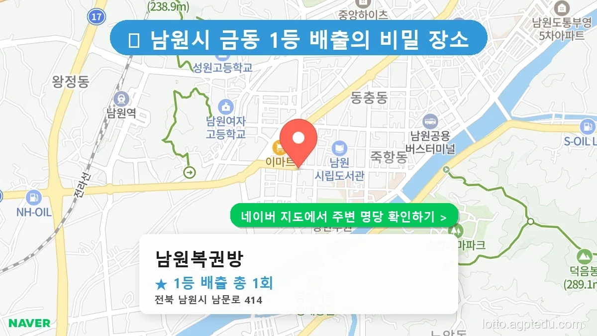 전북 남원시 금동 로또 명당 남원복권방 1등 당첨 배출점 전경