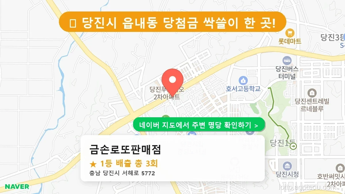[2026 충남 당진시 로또 명당 순위 TOP 10] 1등 최다 배출 판매점 리스트 완벽 정리