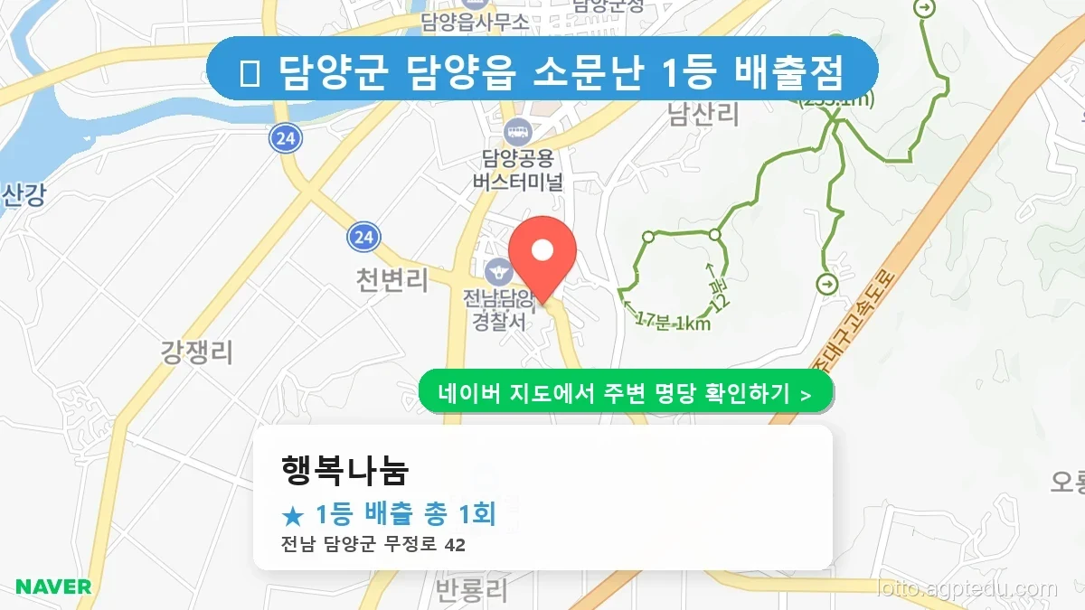 전남 담양군 담양읍 로또 명당 행복나눔 1등 당첨 배출점 전경