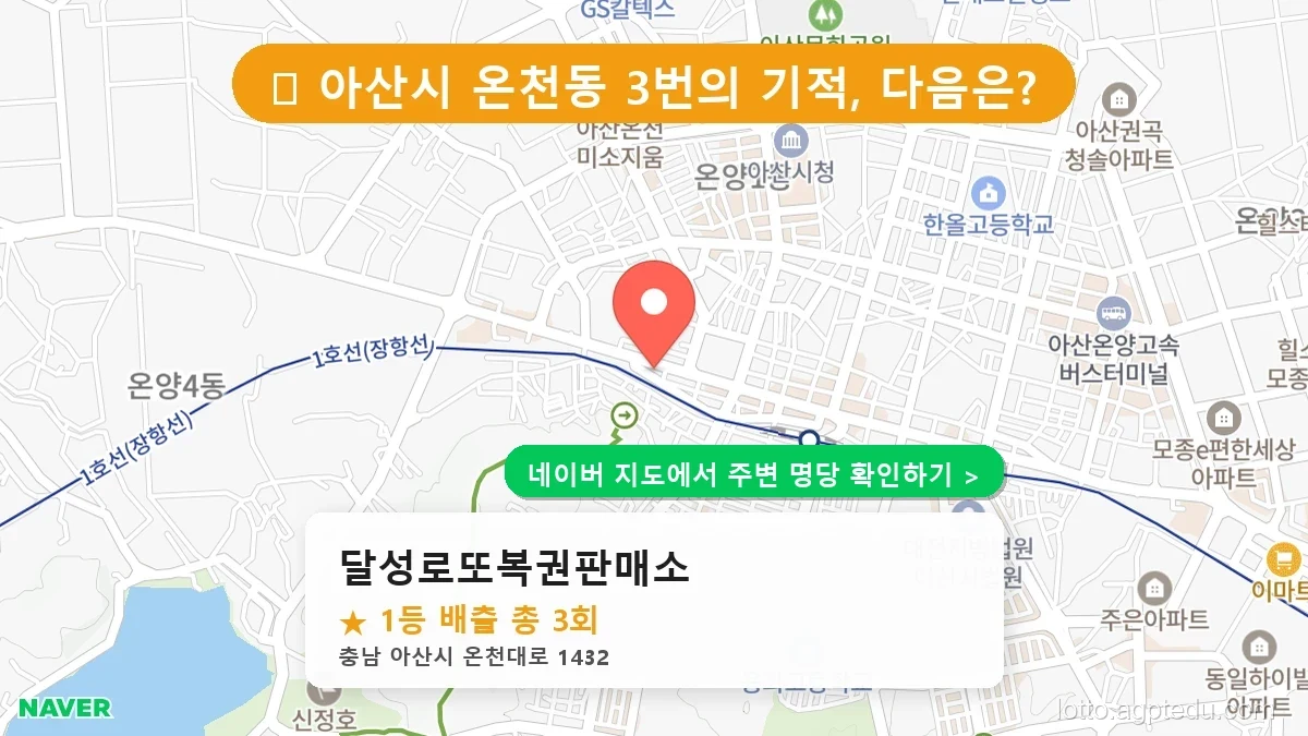 충남 아산시 온천동 로또 명당 달성로또복권판매소 1등 당첨 배출점 전경