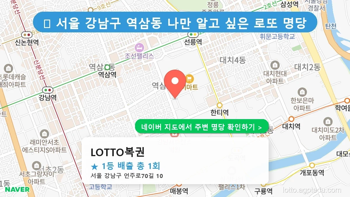 [1233회 로또 1등 당첨점] 창원 진동면, 남양주 진건읍 로또 명당 포함 전국 판매점 완벽 분석