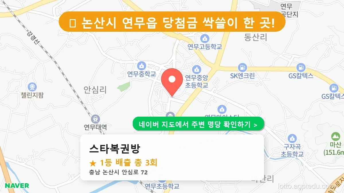 [2026 충남 논산시 로또 명당 순위 TOP 10] 1등 최다 배출 판매점 리스트 완벽 정리