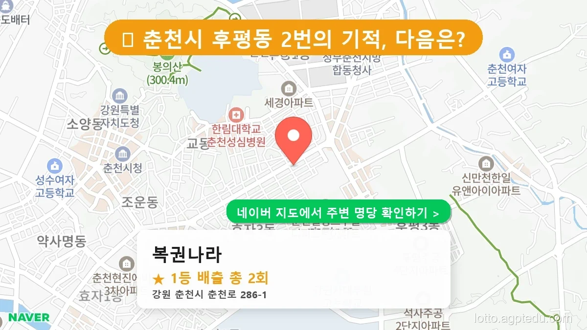 강원 춘천시 후평동 로또 명당 복권나라 1등 당첨 배출점 전경