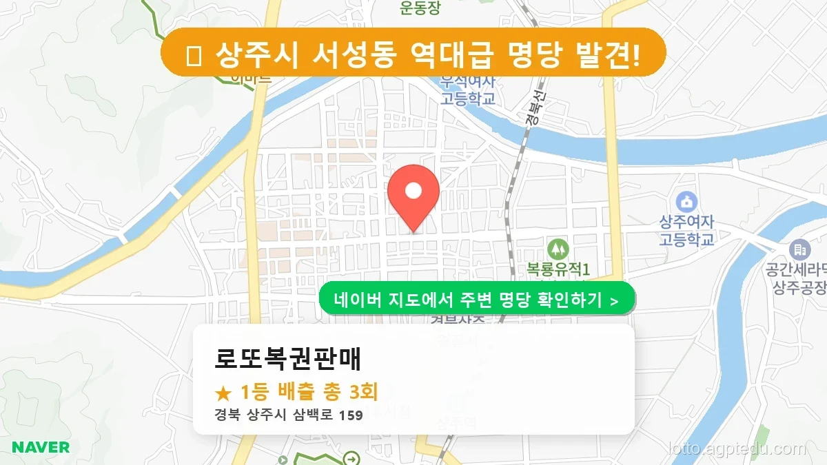 경북 상주시 로또 명당 BEST 3, 1등 배출 판매점 총정리