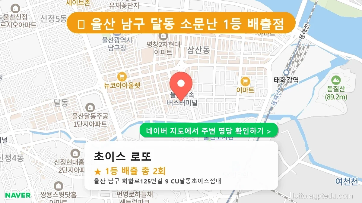 울산 남구 달동 로또 명당 초이스 로또 1등 당첨 배출점 전경