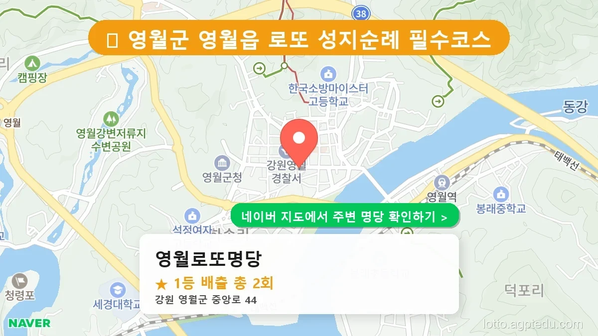 강원 영월군 로또 명당 BEST 4: 우리 동네 1등 배출점 어디일까?