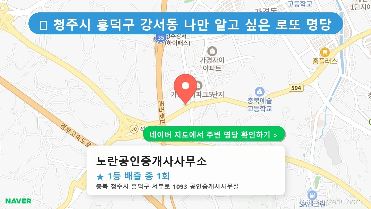 제1222회 청주시 강서동 로또 명당 노란공인중개사사무소 위치 및 상세정보