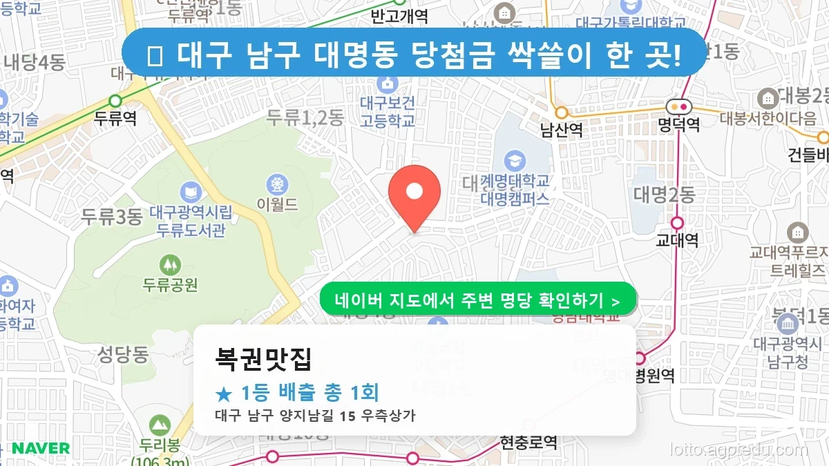 대구 남구 대명동 로또 명당 복권맛집 1등 당첨 배출점 전경