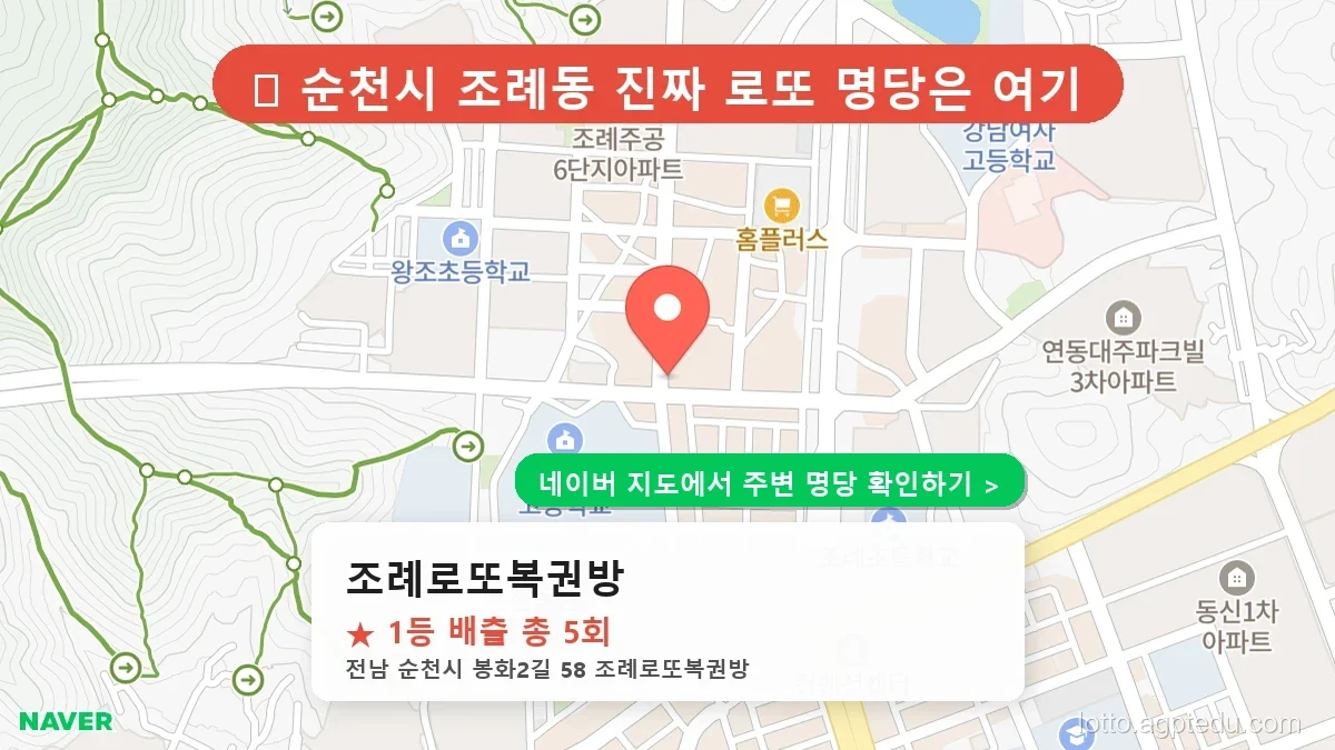전남 순천시 조례동 로또 명당 조례로또복권방 1등 당첨 배출점 전경