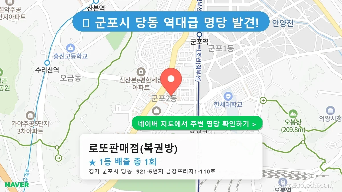 경기 군포시 당동 로또 명당 로또판매점(복권방) 1등 당첨 배출점 전경