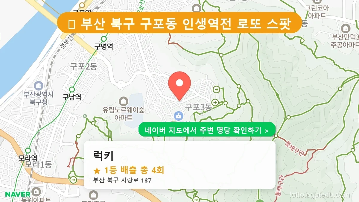 [부산 북구 로또 명당] 럭키 1등 당첨 내역 및 위치 총정리