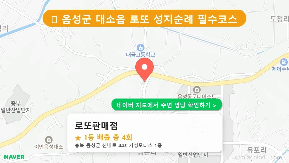 [2026 충북 음성군 로또 명당 순위 TOP 10] 1등 최다 배출 판매점 리스트 완벽 정리