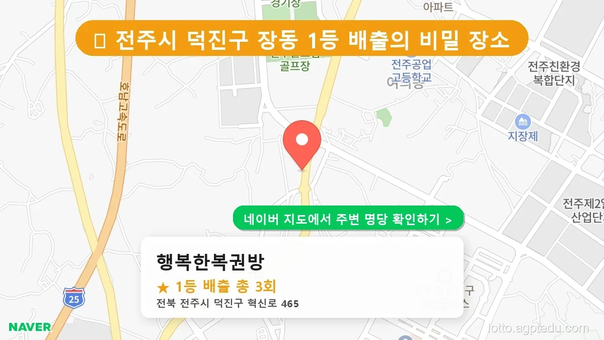 전북 전주시 덕진구 장동 로또 명당 행복한복권방 1등 당첨 배출점 전경