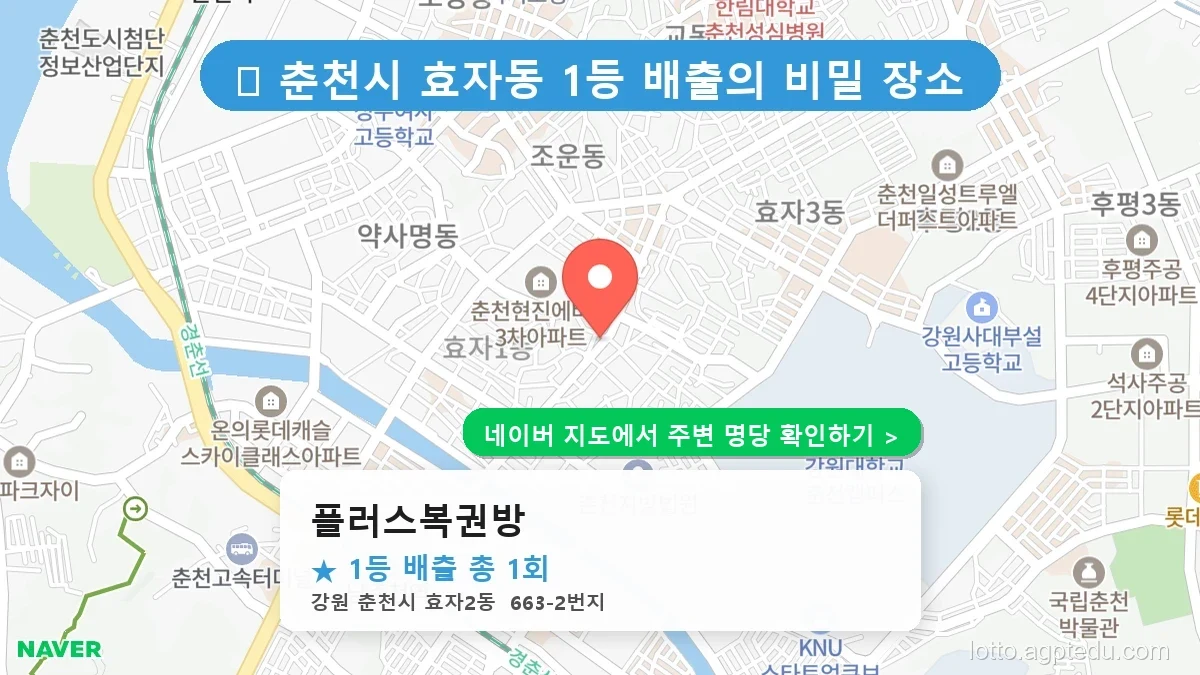강원 춘천시 효자동 로또 명당 플러스복권방 1등 당첨 배출점 전경