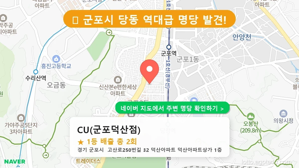 경기 군포시 당동 로또 명당 CU(군포덕산점) 1등 당첨 배출점 전경