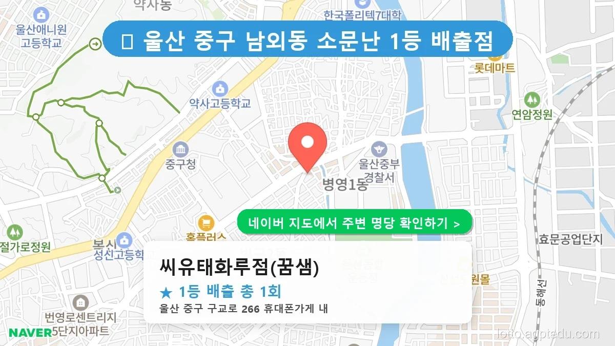 울산 중구 남외동 로또 명당 씨유태화루점(꿈샘) 1등 당첨 배출점 전경