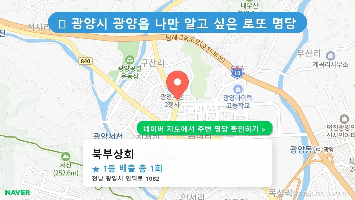 전남 광양시 광양읍 로또 명당 북부상회 1등 당첨 배출점 전경