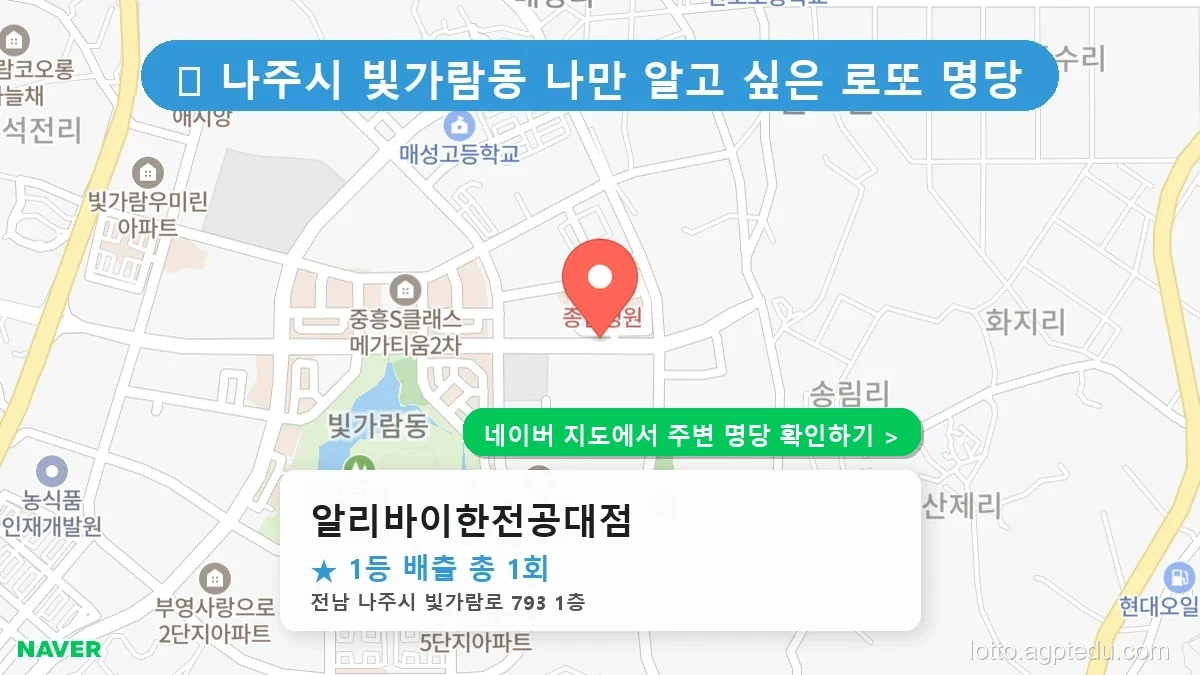 전남 나주시 빛가람동 로또 명당 알리바이한전공대점 1등 당첨 배출점 전경