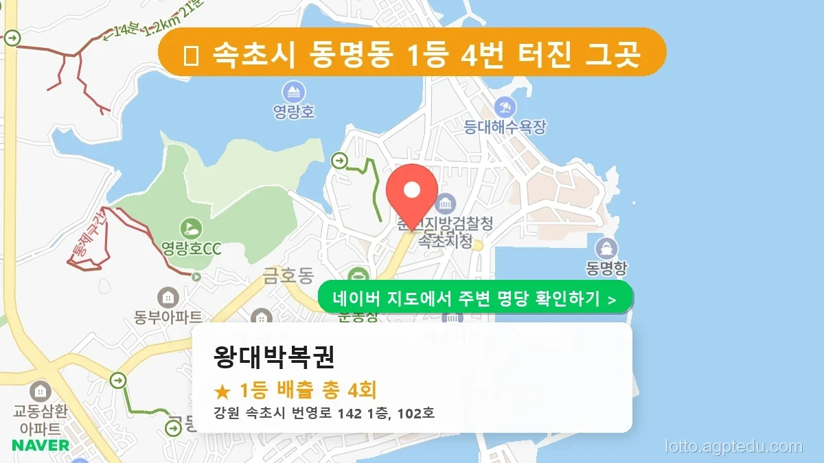 [2026 강원 속초시 로또 명당 BEST 3] 우리 동네 1등 배출점 총정리
