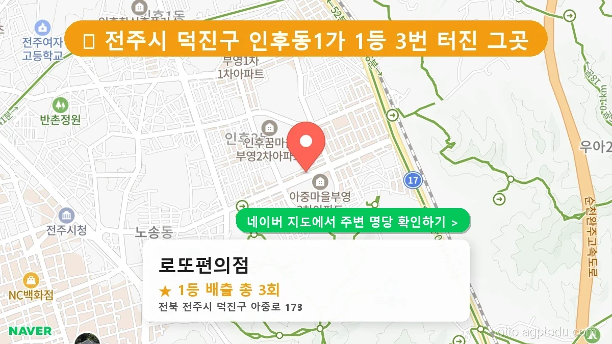 전북 전주시 덕진구 인후동1가 로또 명당 로또편의점 1등 당첨 배출점 전경