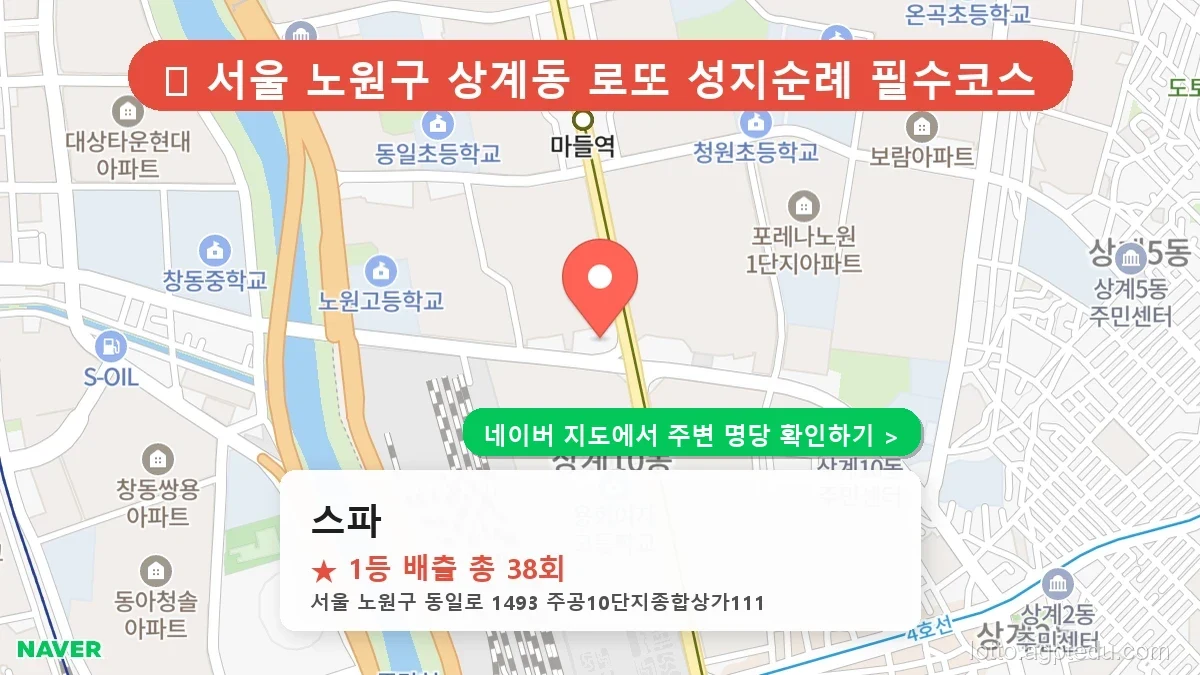 서울 노원구 최고 명당 ‘스파’ 로또 6/45 당첨 이력 완벽 분석