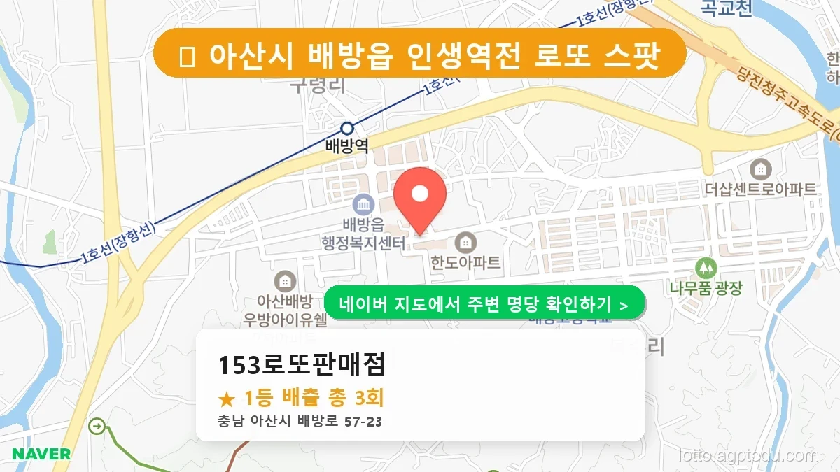 충남 아산시 배방읍 로또 명당 153로또판매점 1등 당첨 배출점 전경