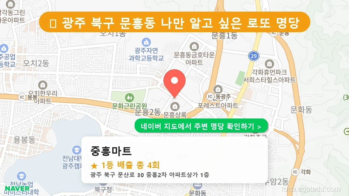 제1234회 북구 문흥동 로또 명당 중흥마트 위치 및 상세정보