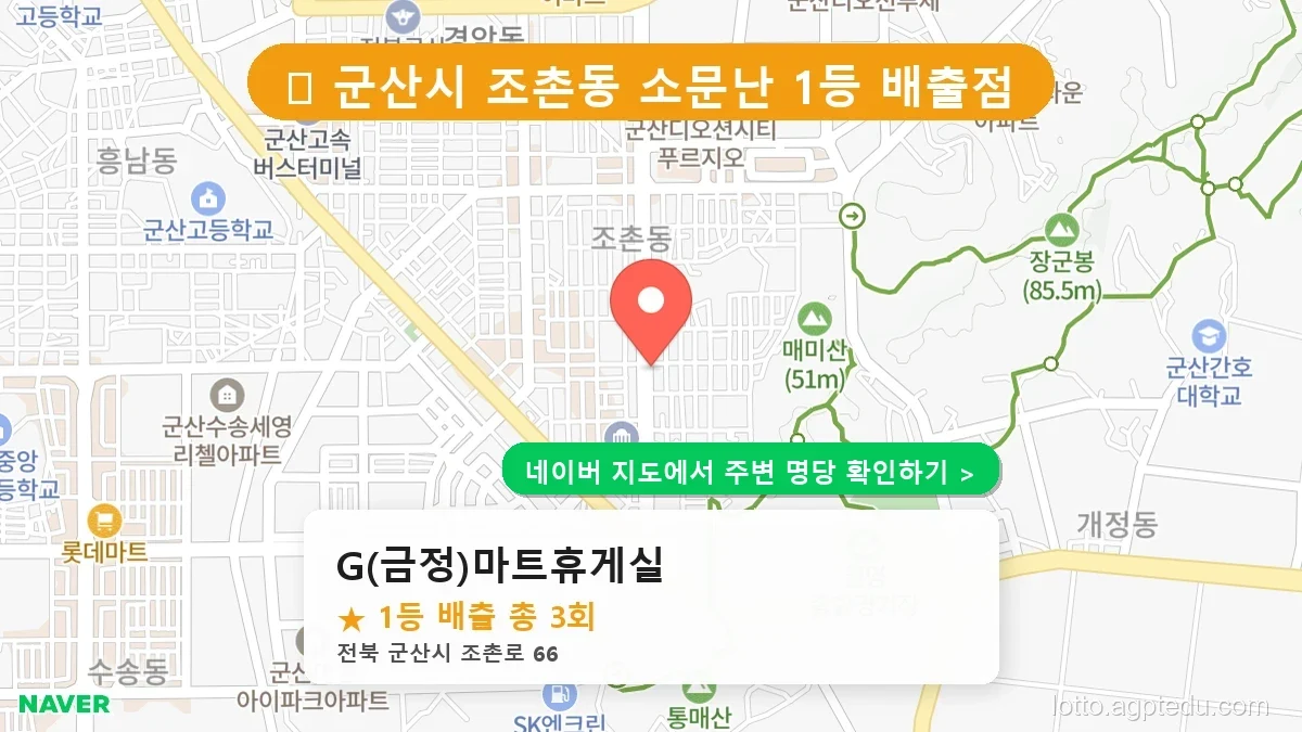 전북 군산시 조촌동 로또 명당 G(금정)마트휴게실 1등 당첨 배출점 전경
