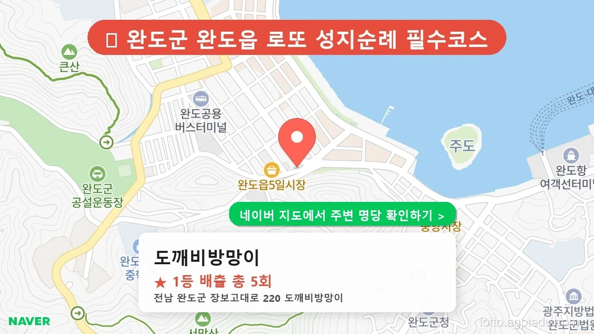 [2026 전남 완도군 로또 명당 BEST 3] 1등 최다 배출 판매점 리스트 완벽 정리