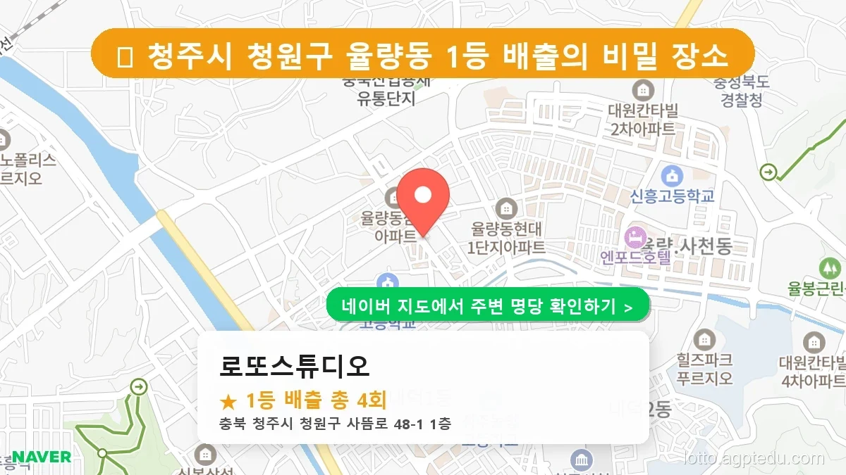 [2026 충북 청주시 청원구 로또 명당 순위 TOP 10] 1등 최다 배출 판매점 리스트 완벽 정리