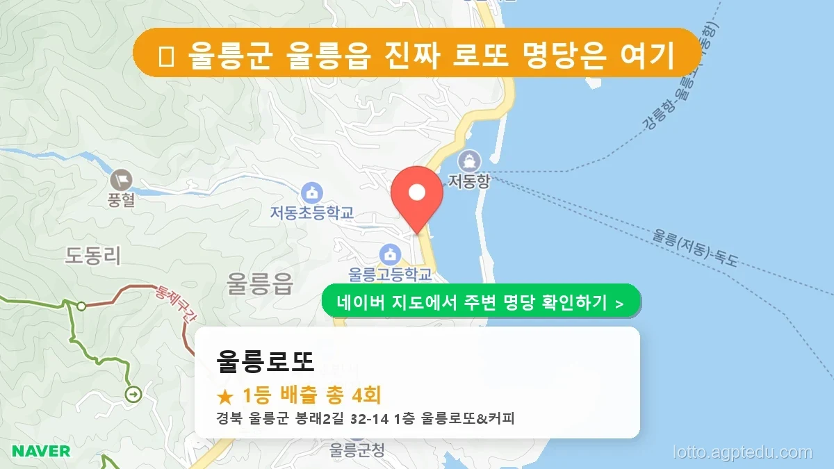 경북 울릉군 로또 명당 BEST 1, 울릉읍 당첨 성지는 여기!
