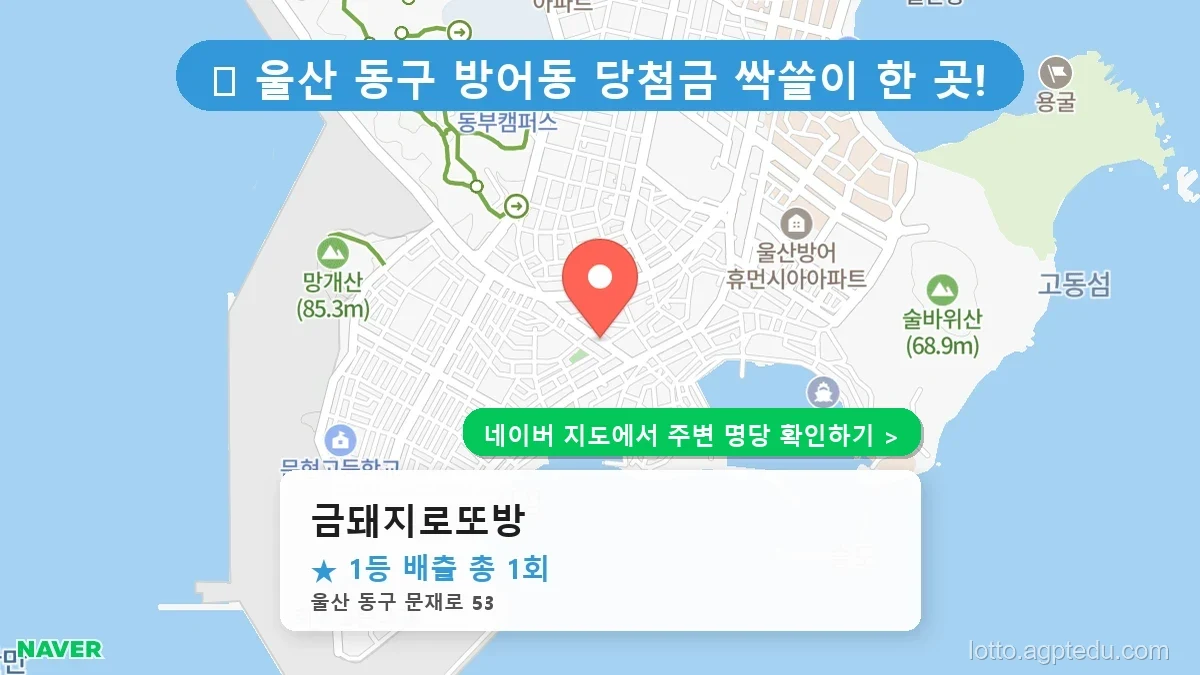 울산 동구 방어동 로또 명당 금돼지로또방 1등 당첨 배출점 전경