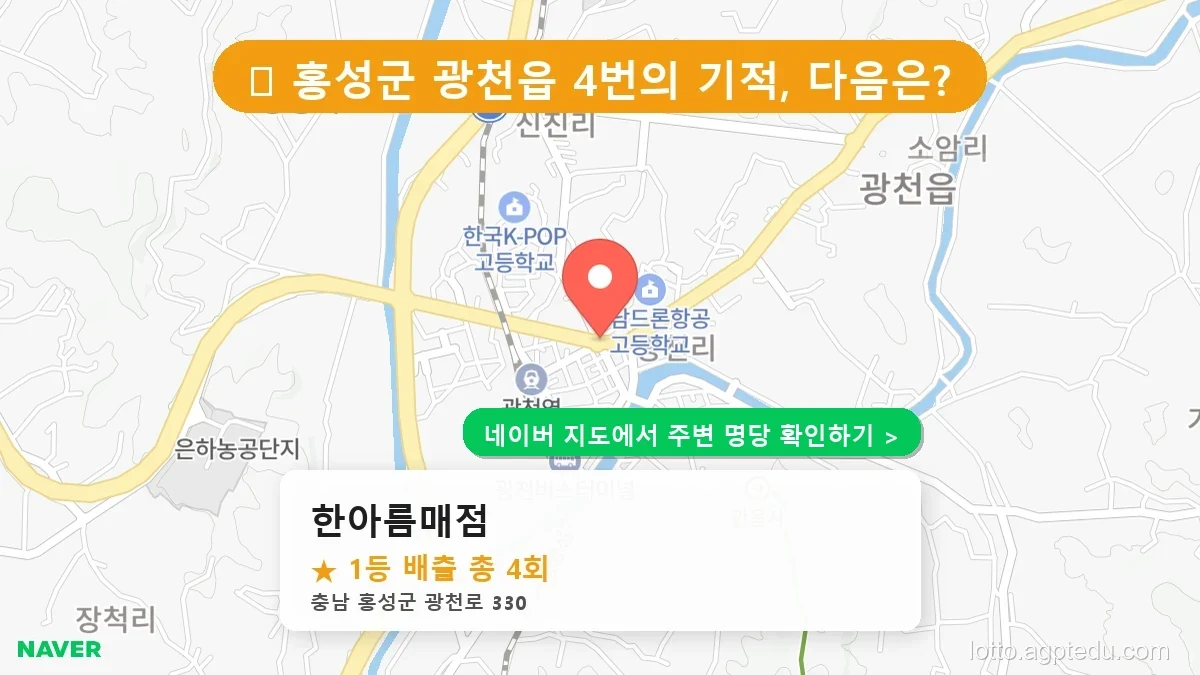 충남 홍성군 광천읍 로또 명당 한아름매점 1등 당첨 배출점 전경