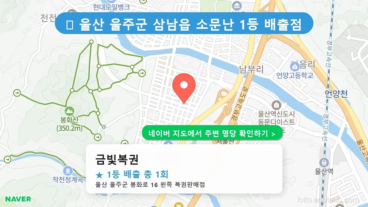 울산 울주군 삼남읍 로또 명당 금빛복권 1등 당첨 배출점 전경