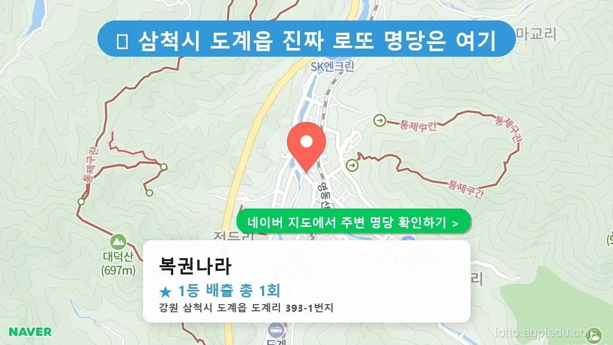 강원 삼척시 도계읍 로또 명당 복권나라 1등 당첨 배출점 전경