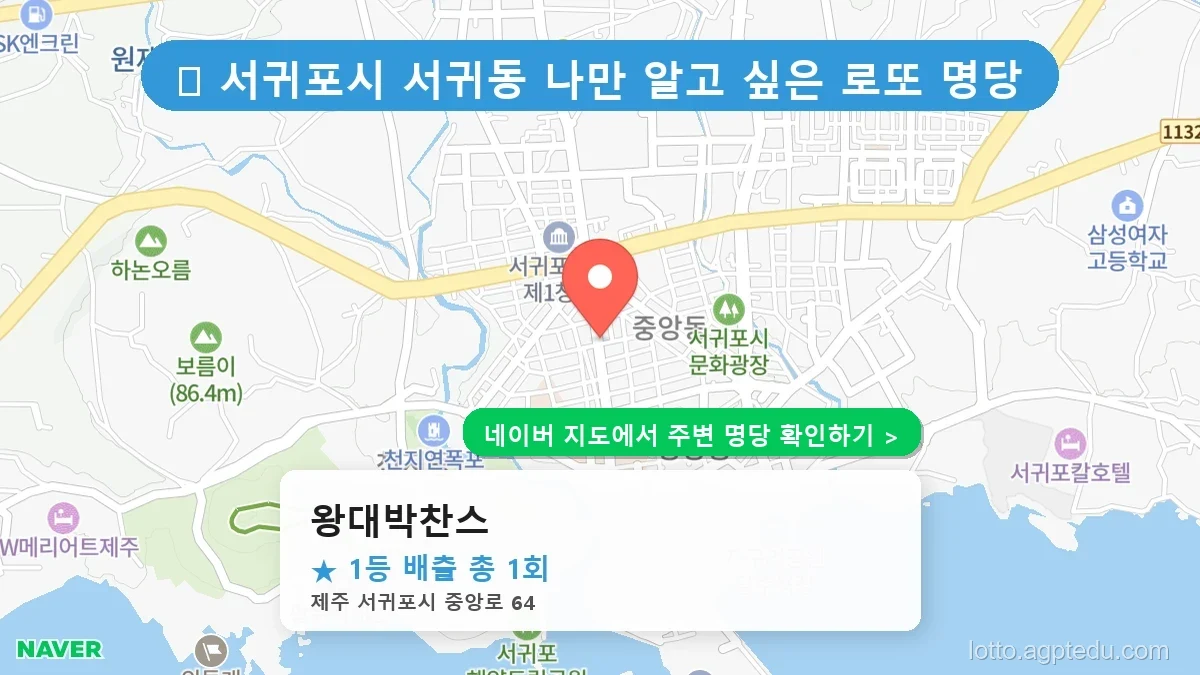 제주 서귀포시 서귀동 로또 명당 왕대박찬스 1등 당첨 배출점 전경