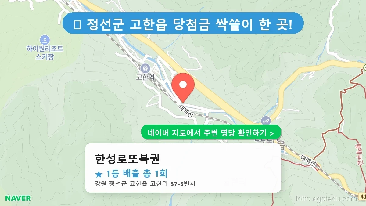 강원 정선군 고한읍 로또 명당 한성로또복권 1등 당첨 배출점 전경